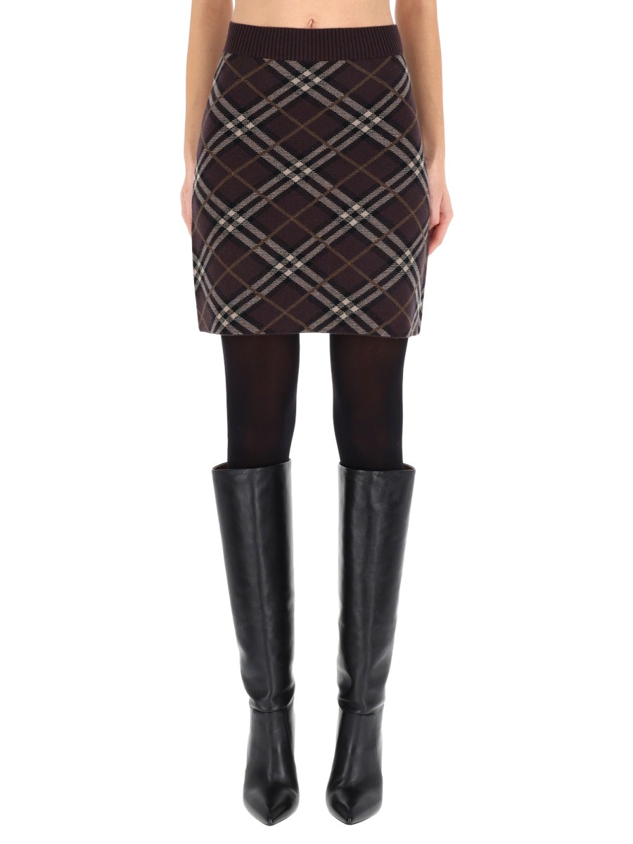 BURBERRY Wool-Cashmere Blend Women's Mini Skirt