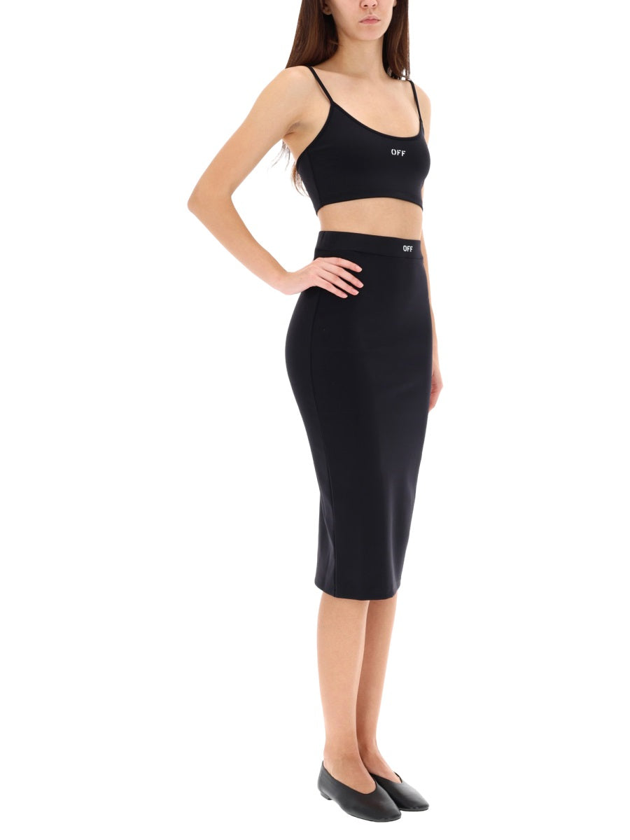 OFF-WHITE MIDI SKIRT WITH LOGO - Size 38