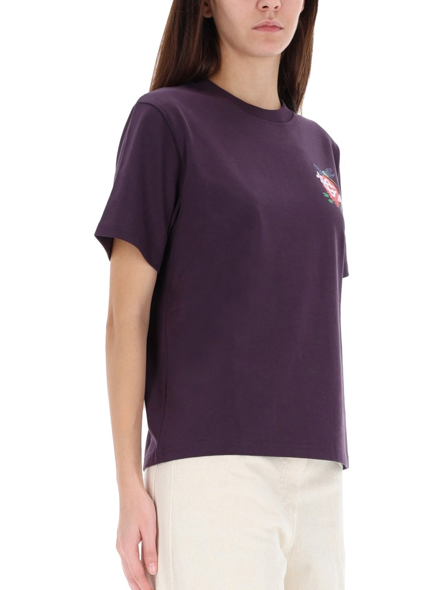 CASABLANCA Organic Cotton Tee with Floral Print - Size S