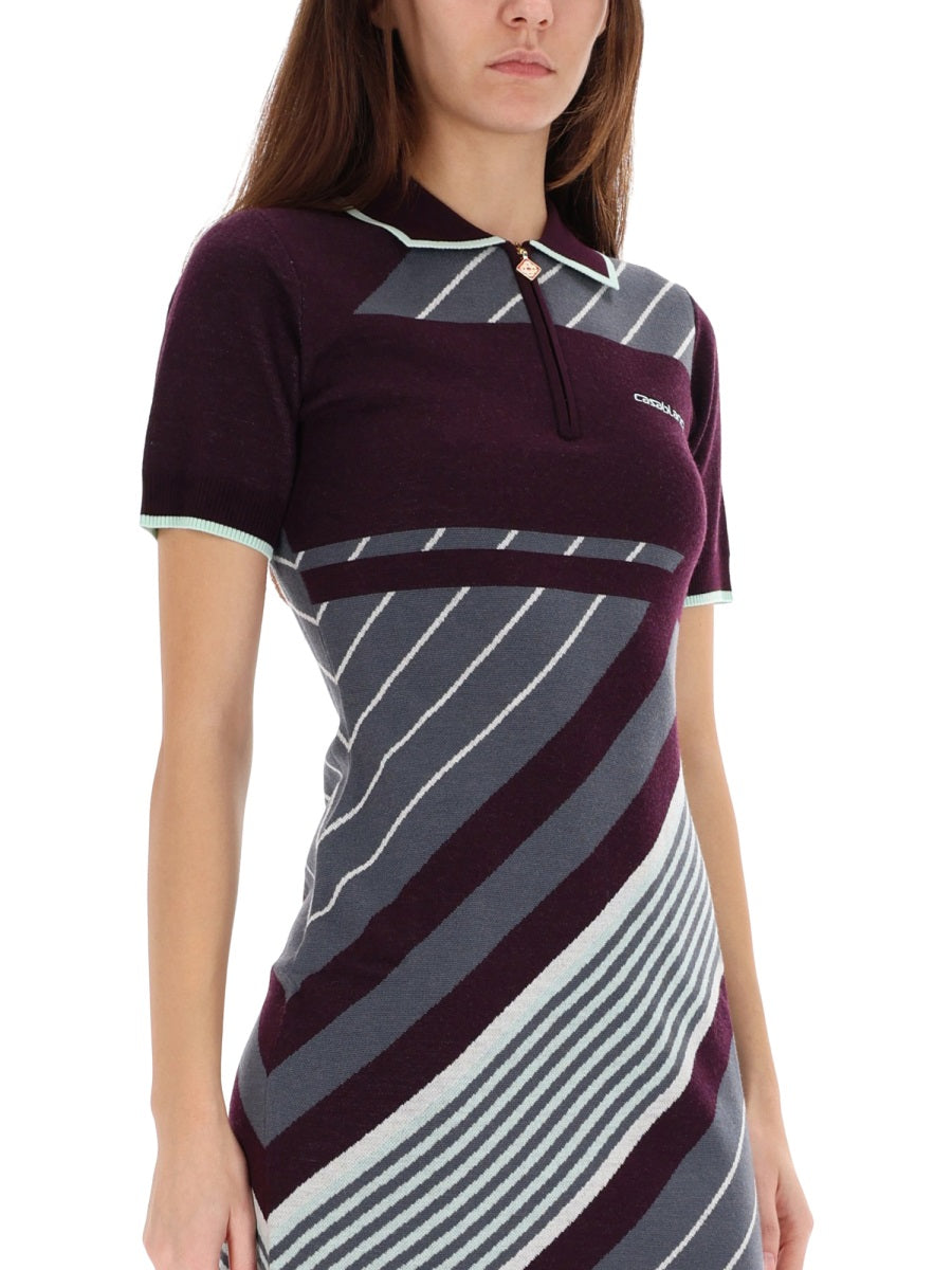 CASABLANCA Diagonal Tennis Polo Dress - Size S