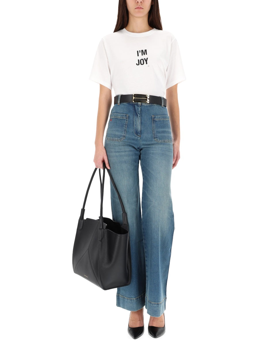 VICTORIA BECKHAM Organic Cotton T-Shirt for Women - FW25 Collection