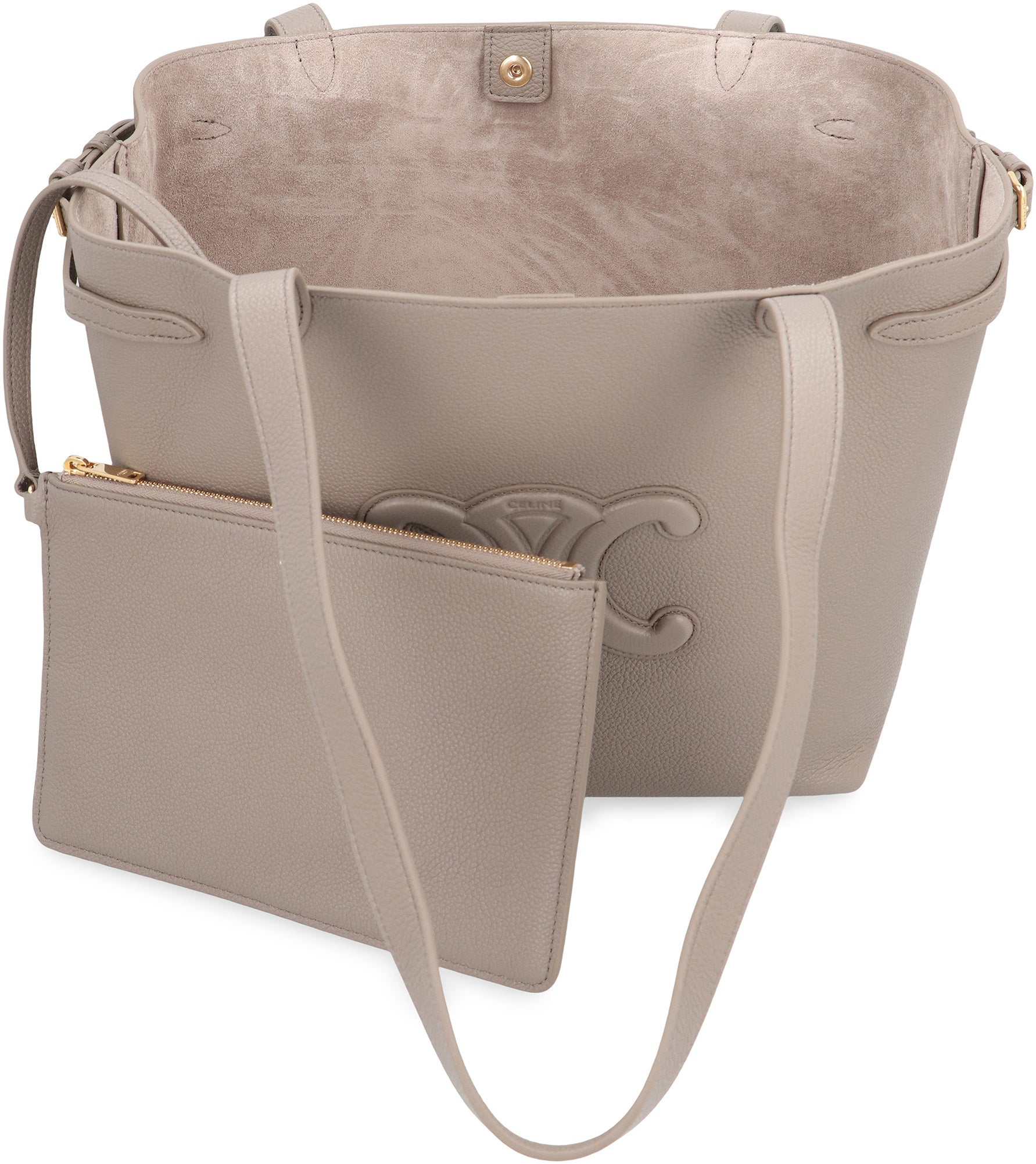 CELINE Media Leather Tote Handbag - Spacious Design