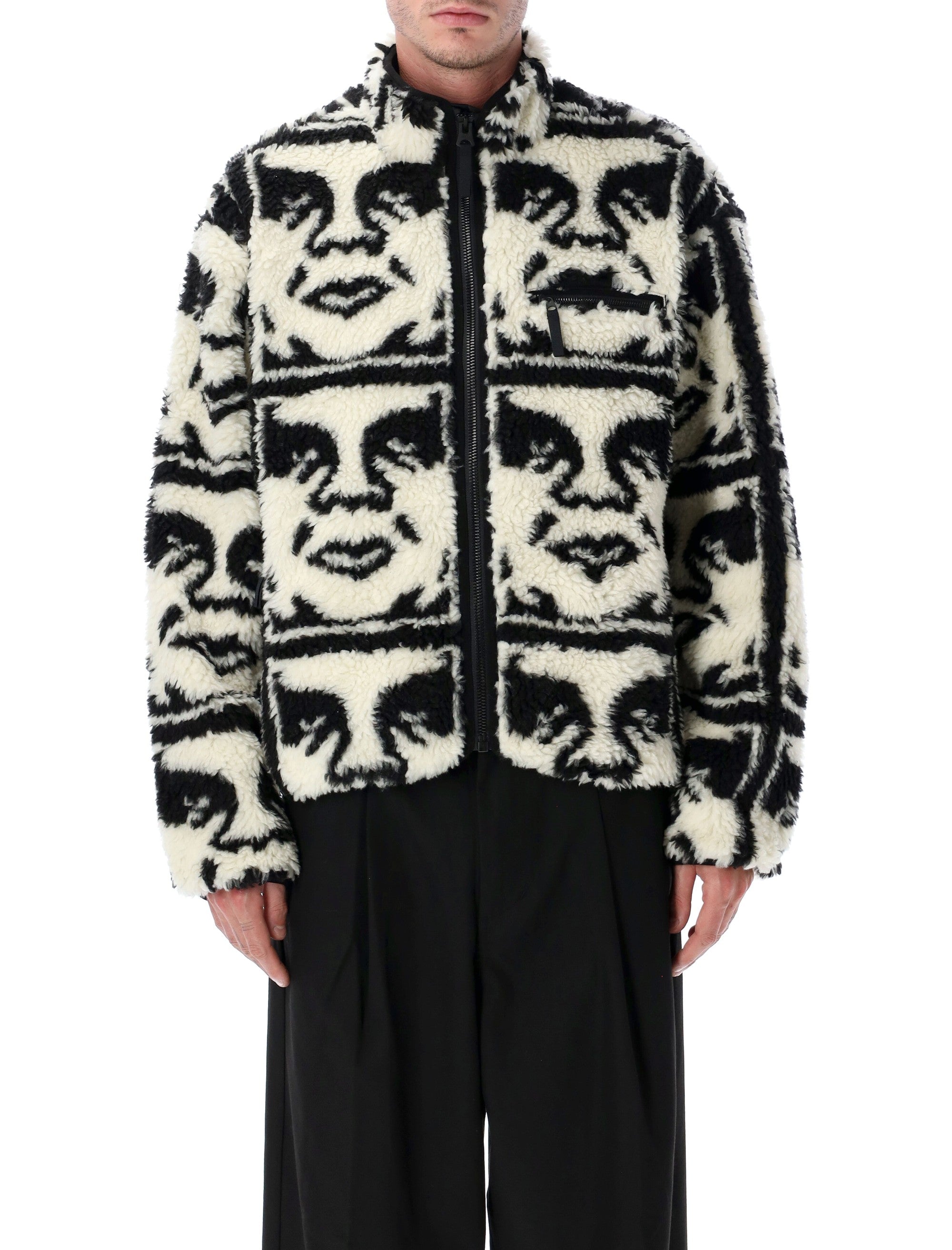 OBEY Repeated Icon Sherpa Jacket - Size L