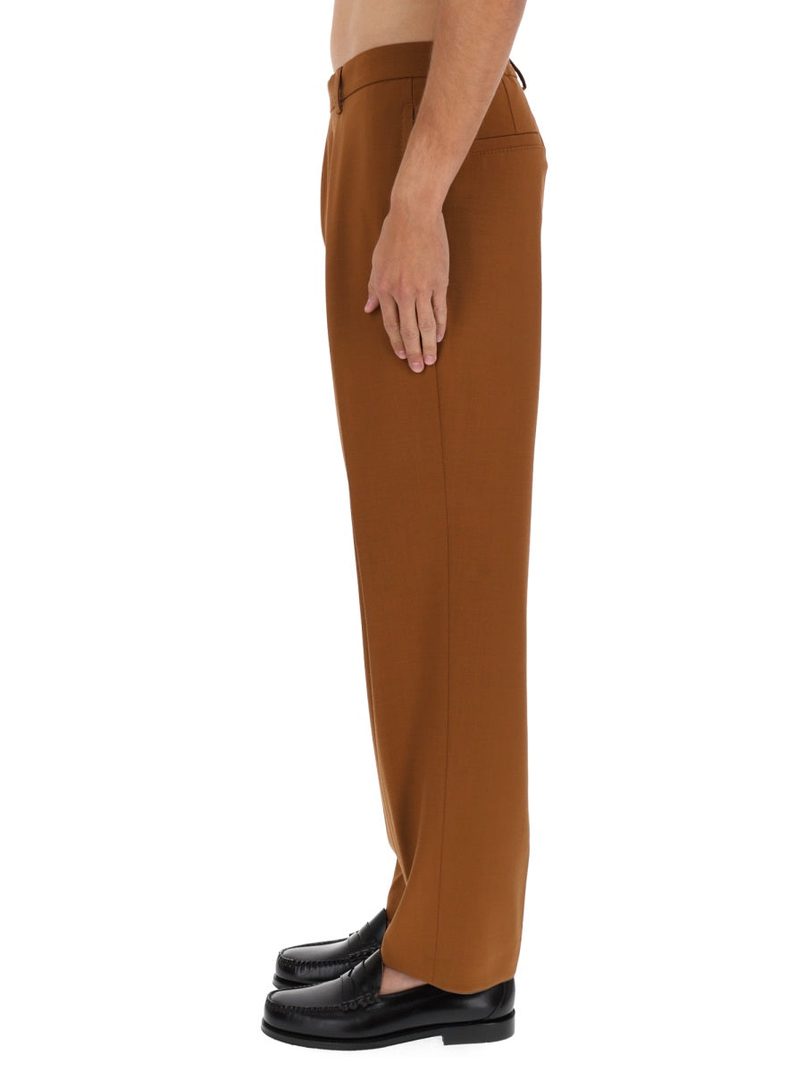 BOSS CAMEL Men's Virgin Wool Trousers - FW25 Collection