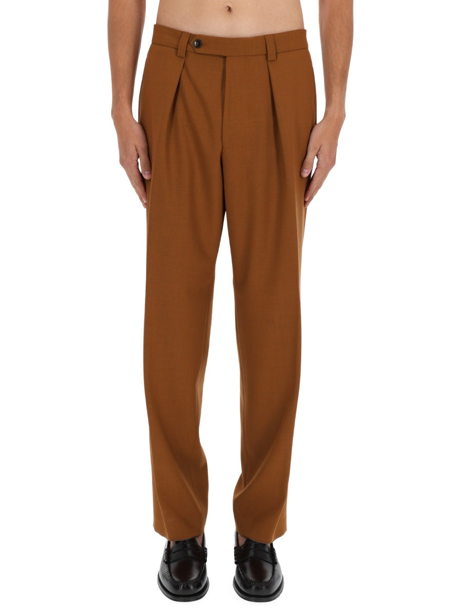BOSS CAMEL Men's Virgin Wool Trousers - FW25 Collection