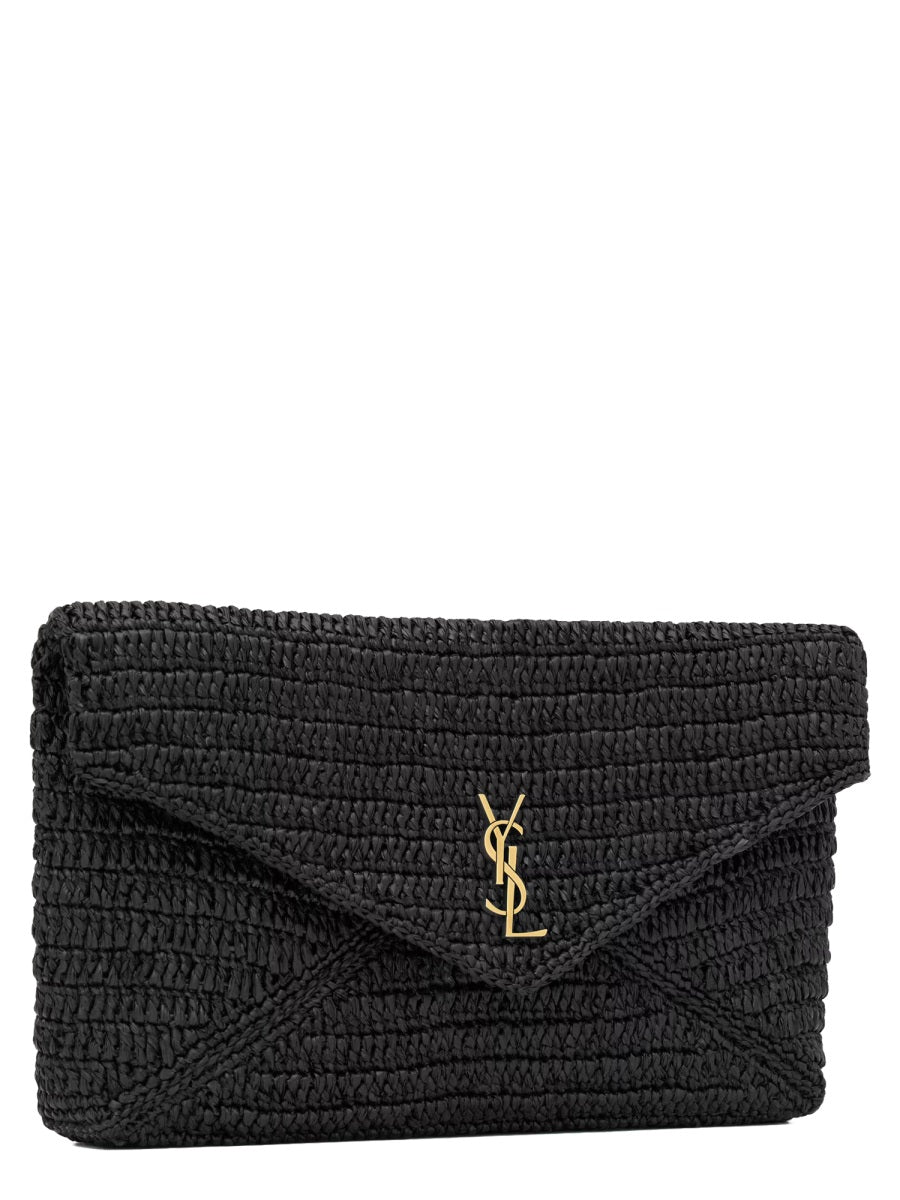 SAINT LAURENT Raffia Mini Clutch Handbag