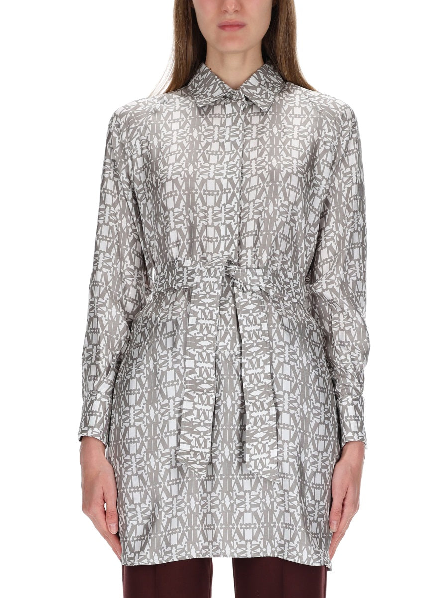 MAX MARA Printed Silk Chemisier Dress - Size 40 IT