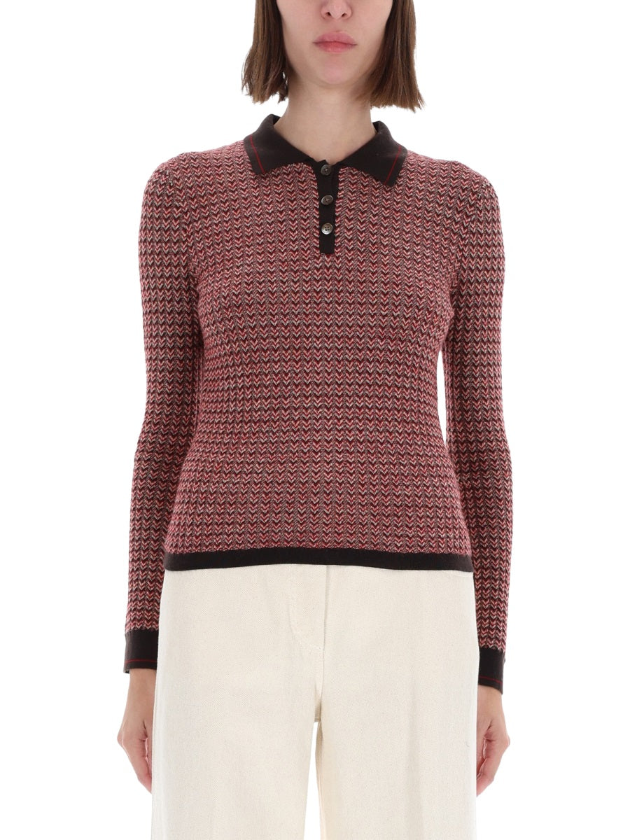 GUEST IN RESIDENCE Chevron Cashmere Polo - Women's Size S