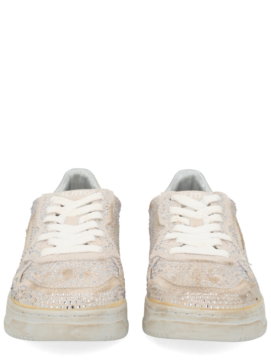 AUTRY Glamorous Suede Sneakers with Rhinestone Accents