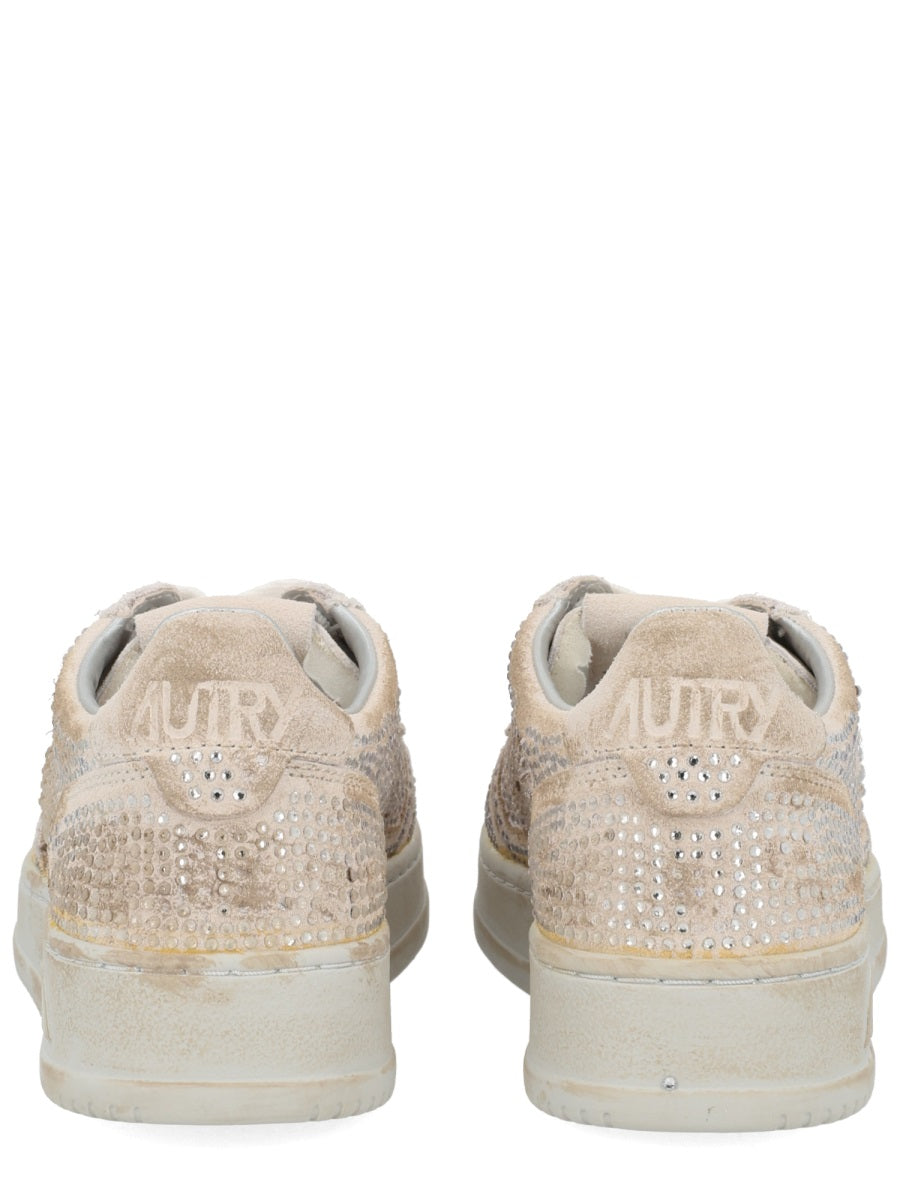 AUTRY Glamorous Suede Sneakers with Rhinestone Accents