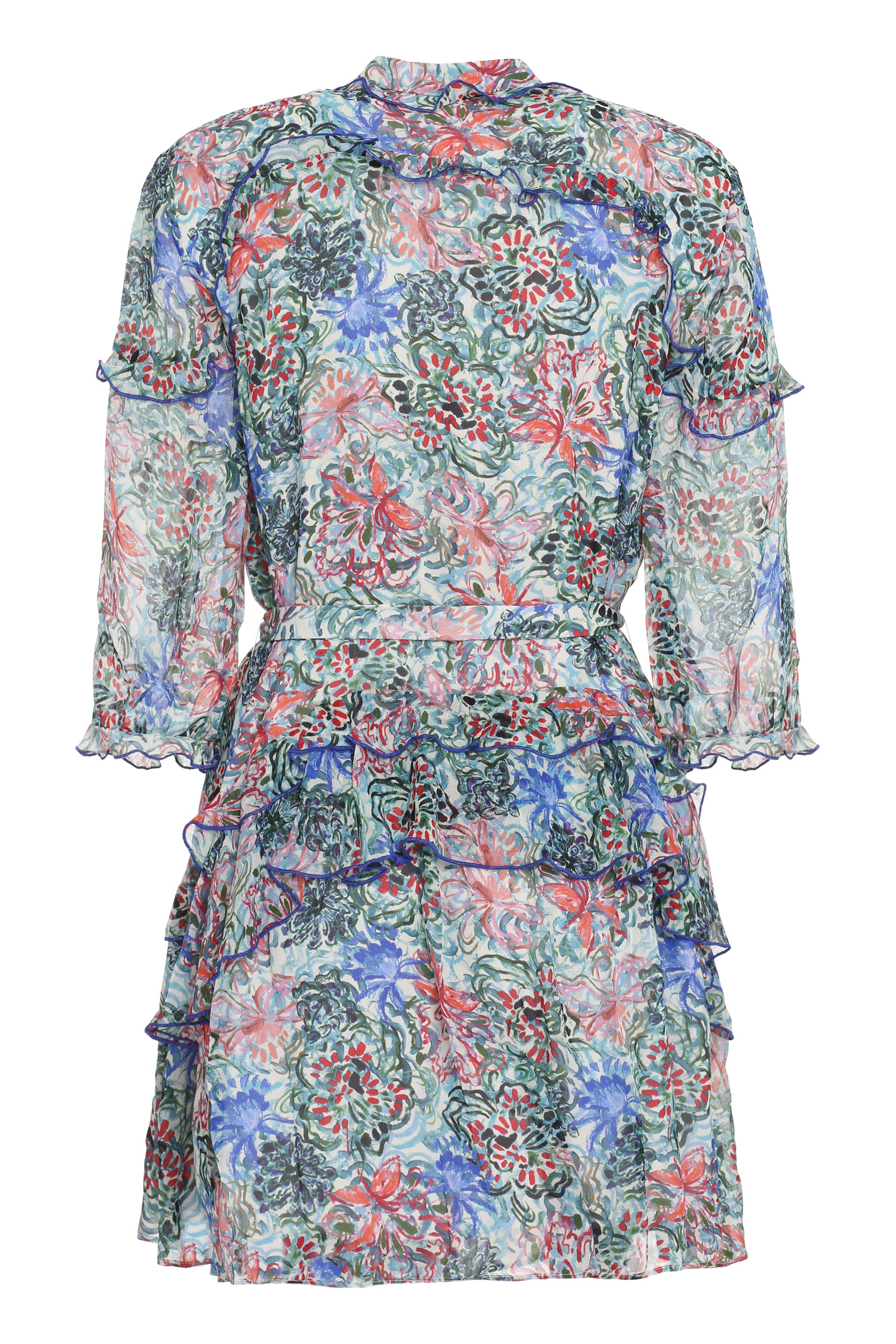 SALONI Ruffled Floral Print Shirtdress - Women's Mini Style