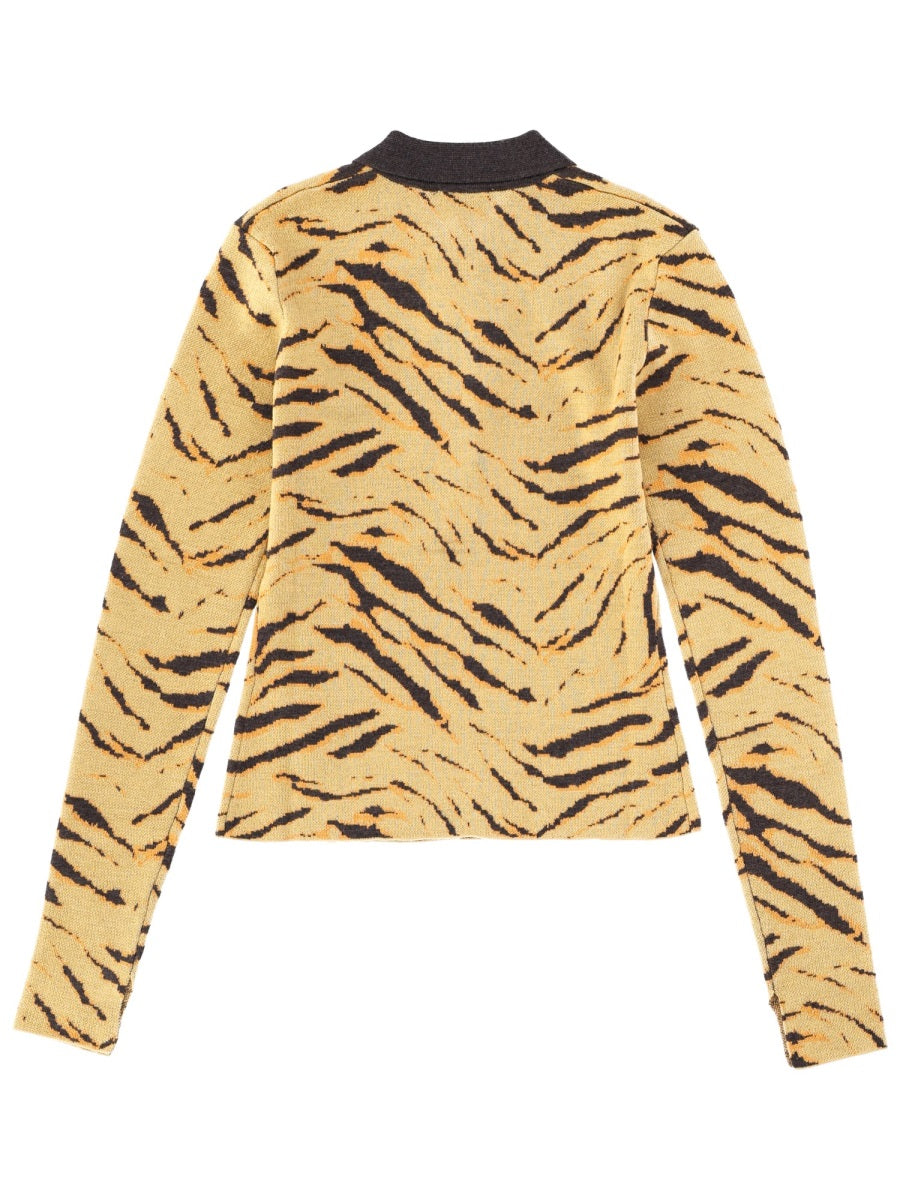 GANNI Zebra Print Polo Shirt for Women - FW25 Collection