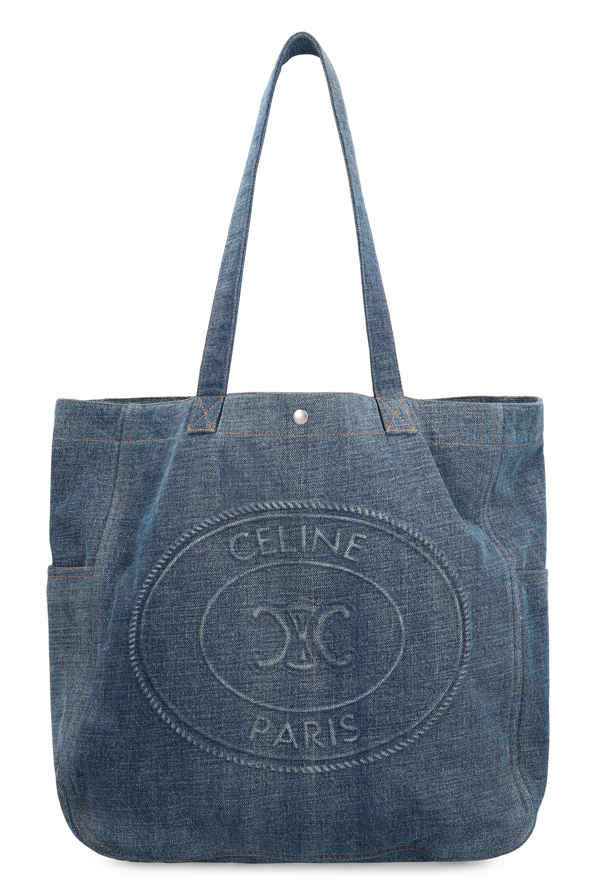 CELINE Grande Denim Basket Tote Handbag - 50 cm