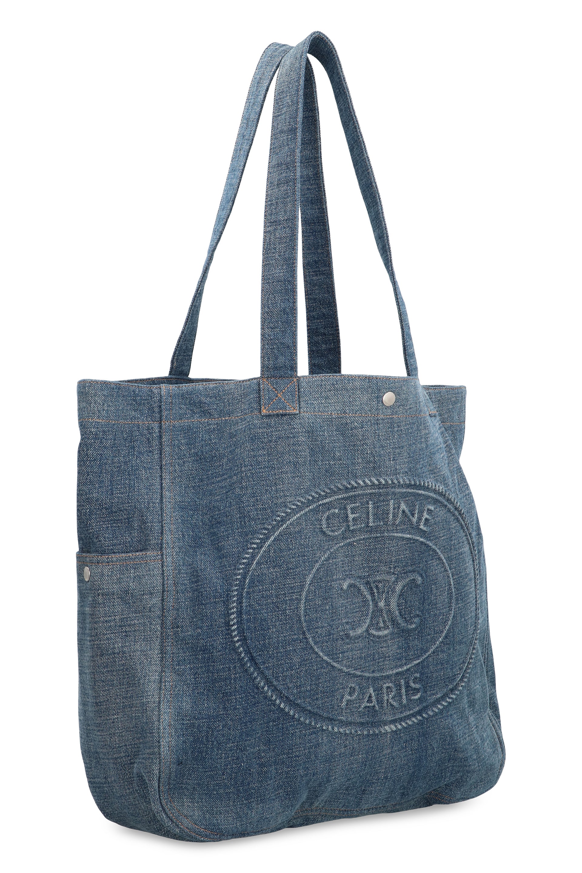 CELINE Grande Denim Basket Tote Handbag - 50 cm