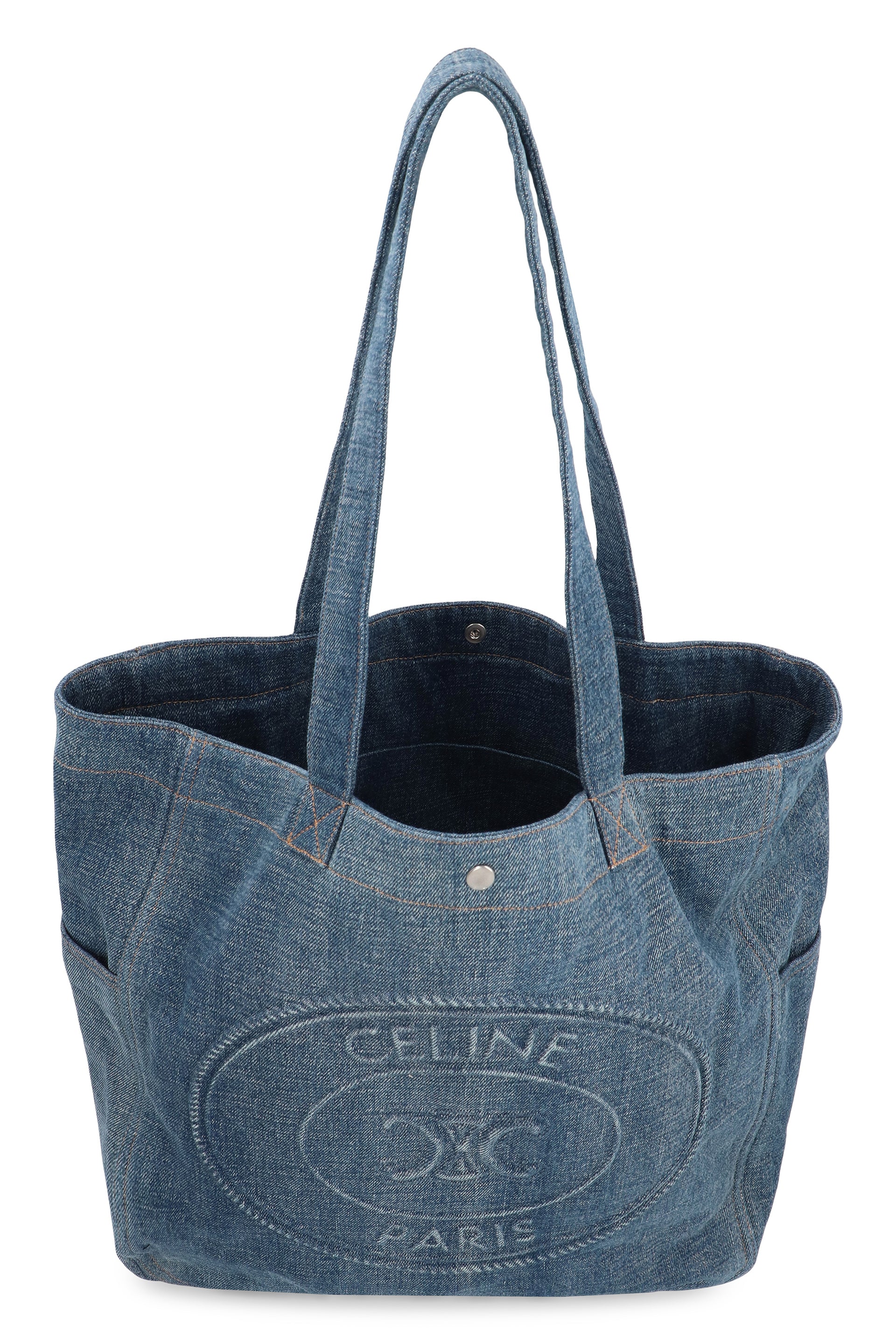 CELINE Grande Denim Basket Tote Handbag - 50 cm