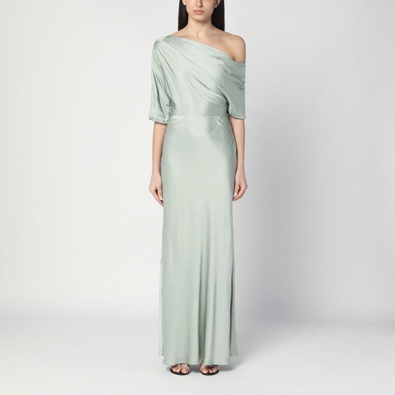 MALINA Asymmetrical Long Dress with Draped Details