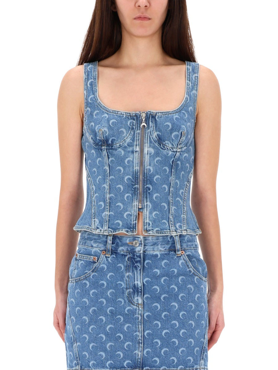 MARINE SERRE Cotton Mini Top for Women - FW25 Collection