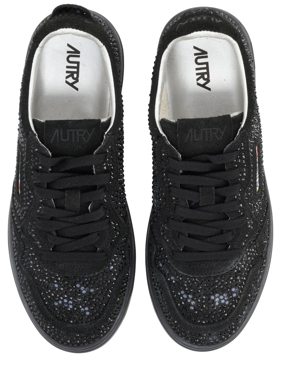 AUTRY Rhinestone-Embellished Suede Cow Leather Sneakers