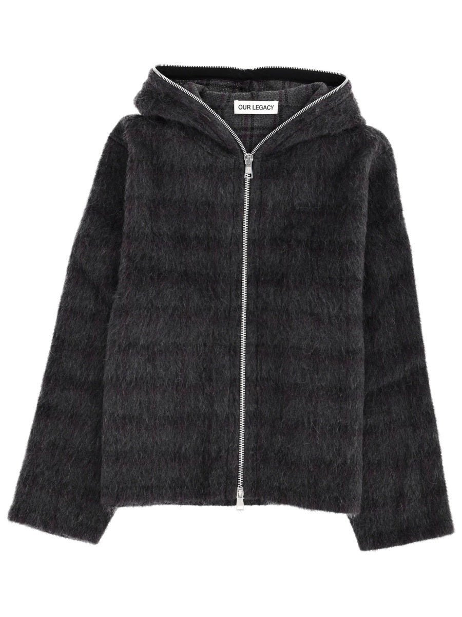 OUR LEGACY Fuzzed Plum Check Hairy Wool Sweatshirt - SS26