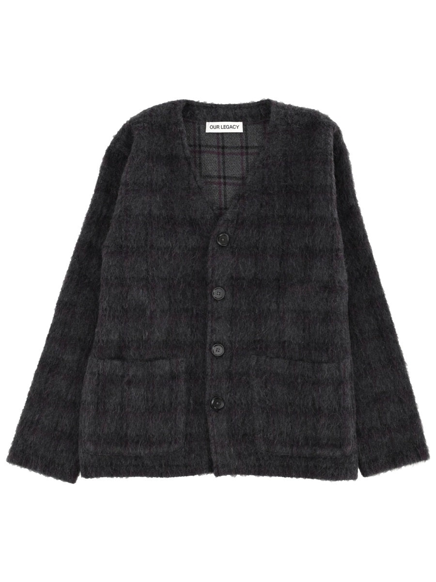 OUR LEGACY Fuzzy Check Wool Blend Sweater