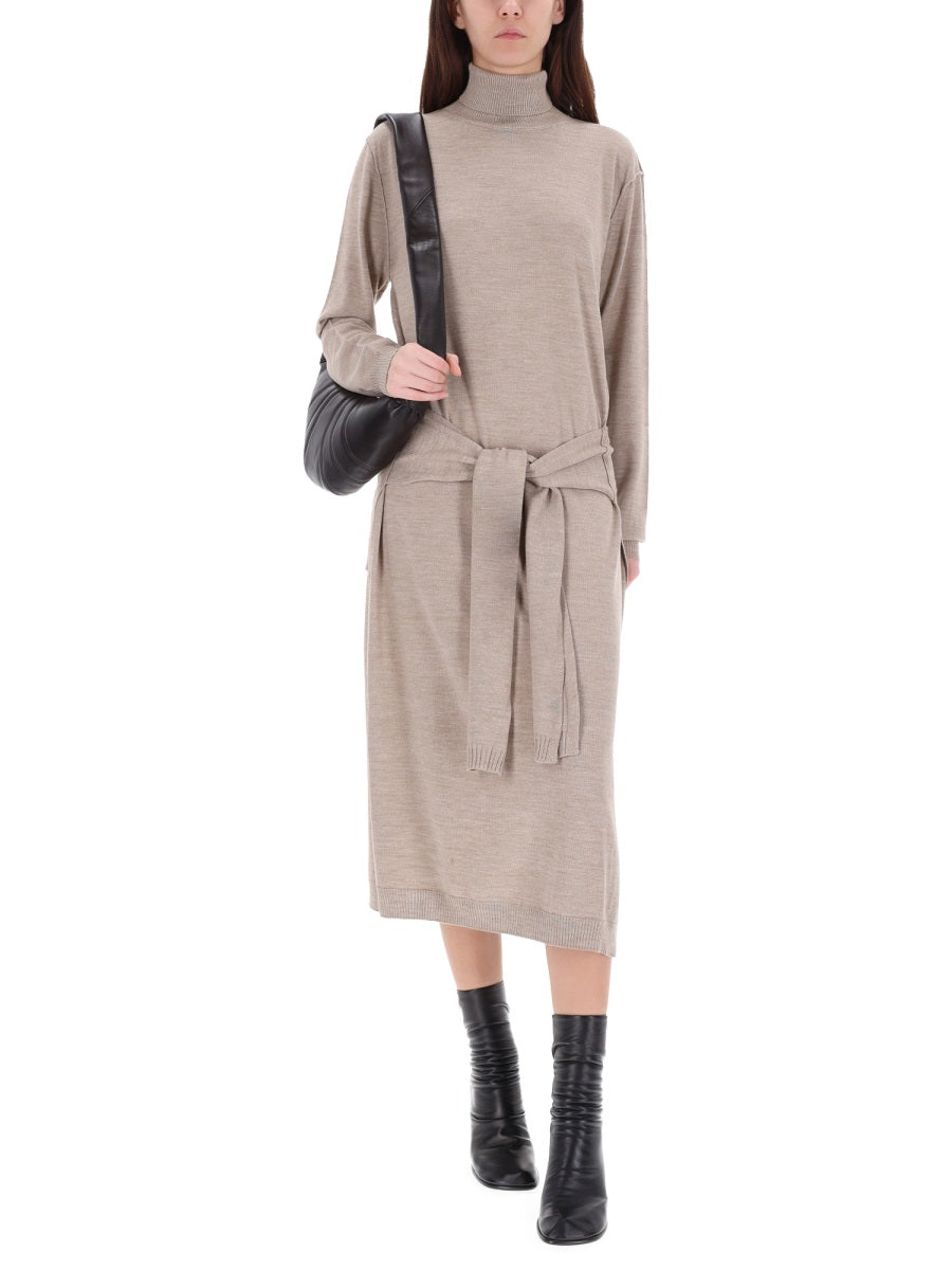 LEMAIRE Elegant Mini Dress with Wool Blend