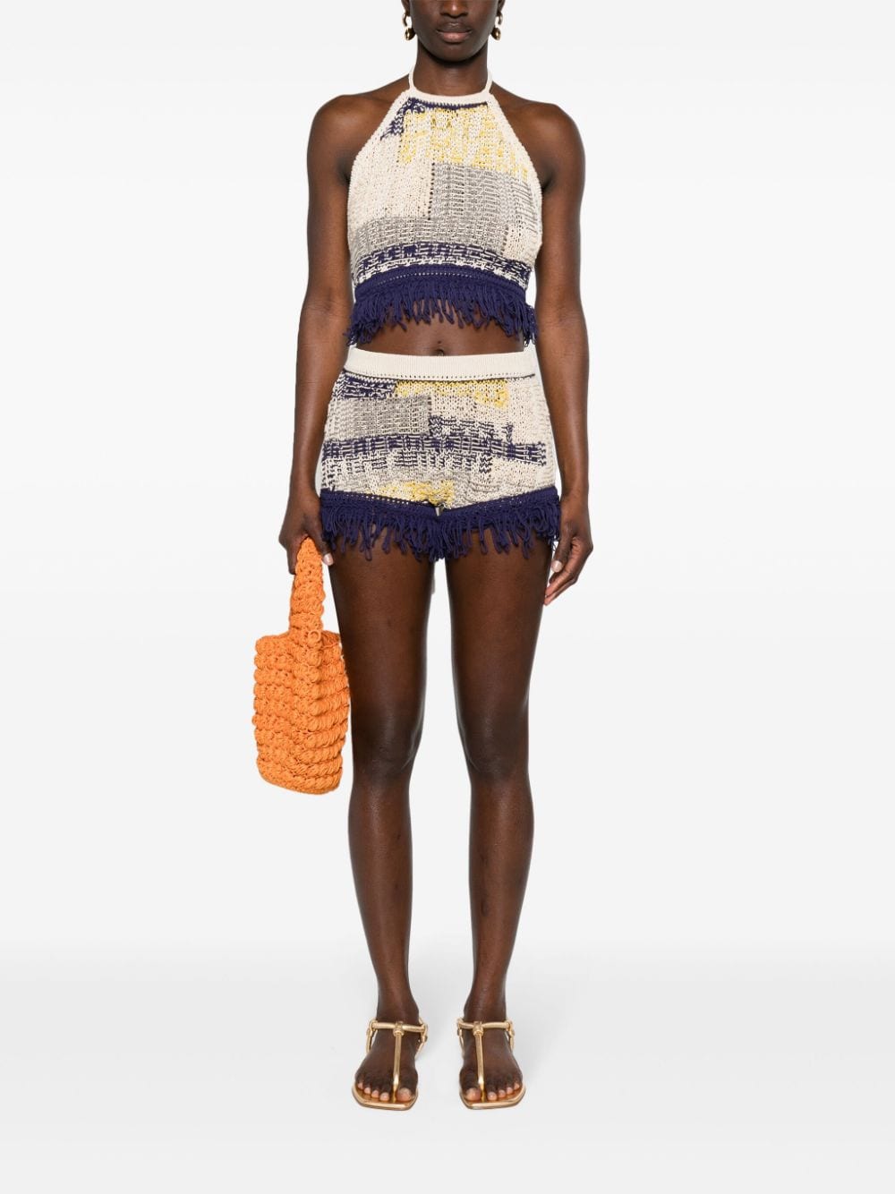 MAX MARA SPORTMAX Womens Knit Shorts with Fringed Hem