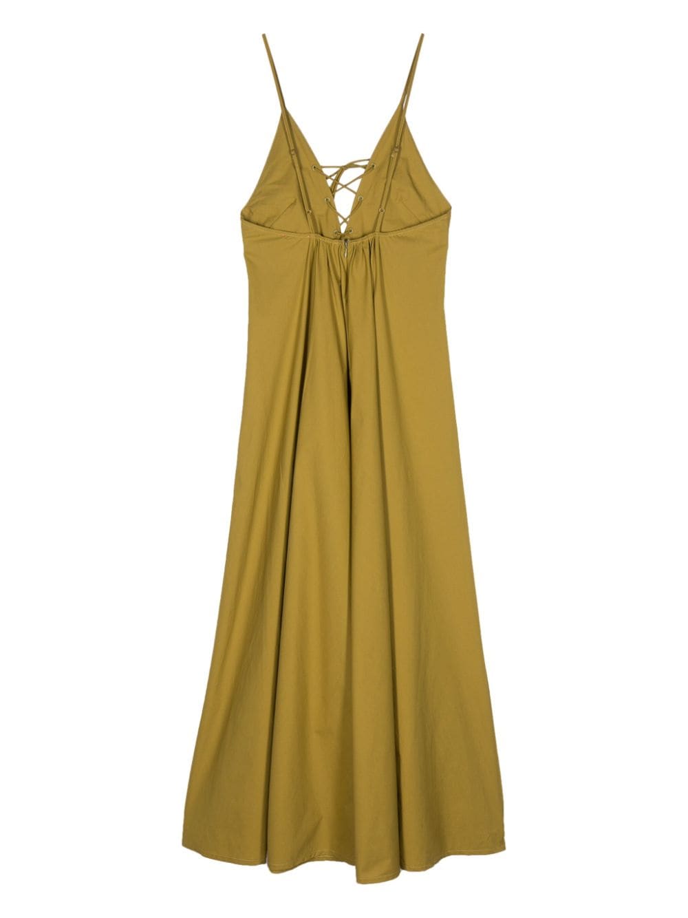 FORTE FORTE Cotton Long Dress with Flared Hem and Adjustable Straps