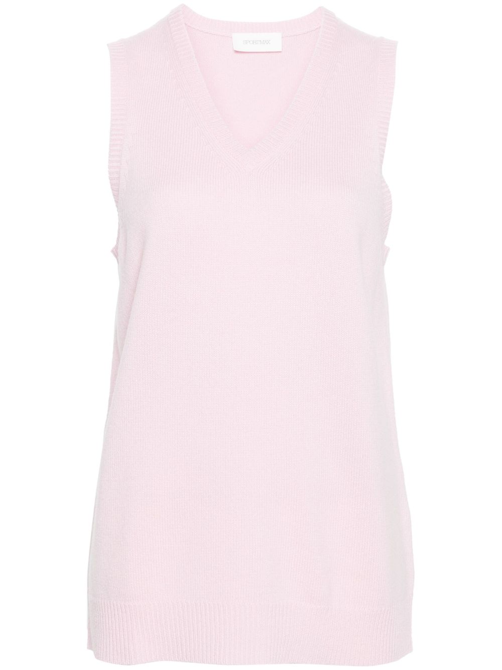 MAX MARA SPORTMAX Wool-Cashmere Blend V-Neck Sleeveless Vest