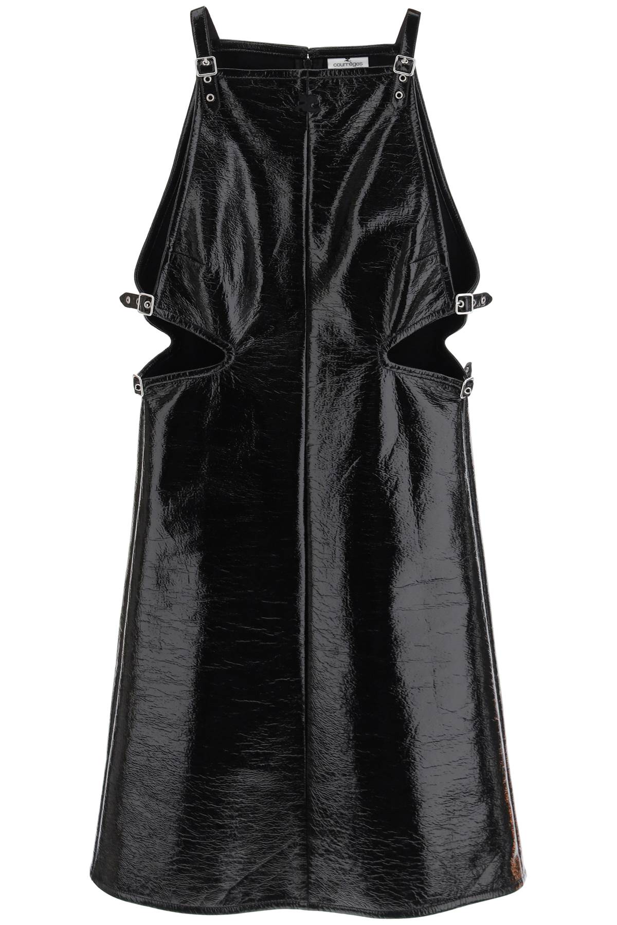 COURREGÈS Mini Slash Buckle Vinyl Dress