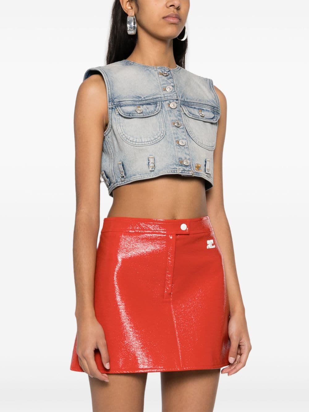 COURREGÈS Denim Cropped Vest for Women