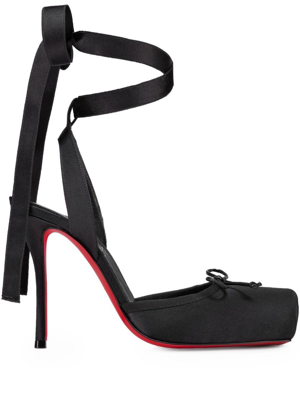 CHRISTIAN LOUBOUTIN Stiletto Heel Sandal with Ankle Ribbon and Bow Detail