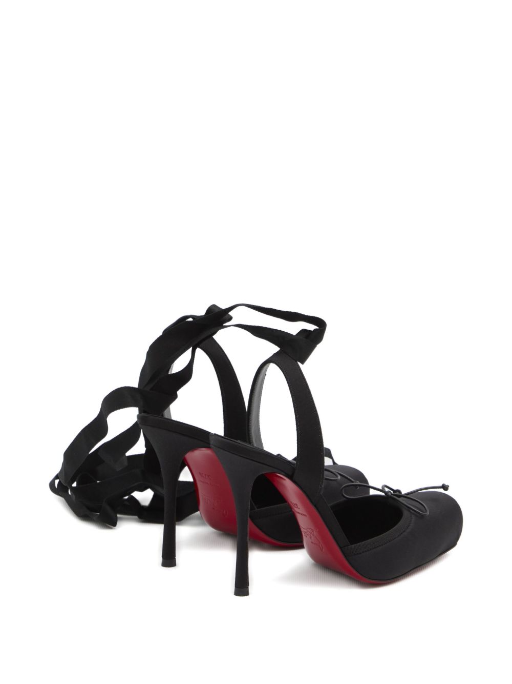 CHRISTIAN LOUBOUTIN Stiletto Heel Sandal with Ankle Ribbon and Bow Detail