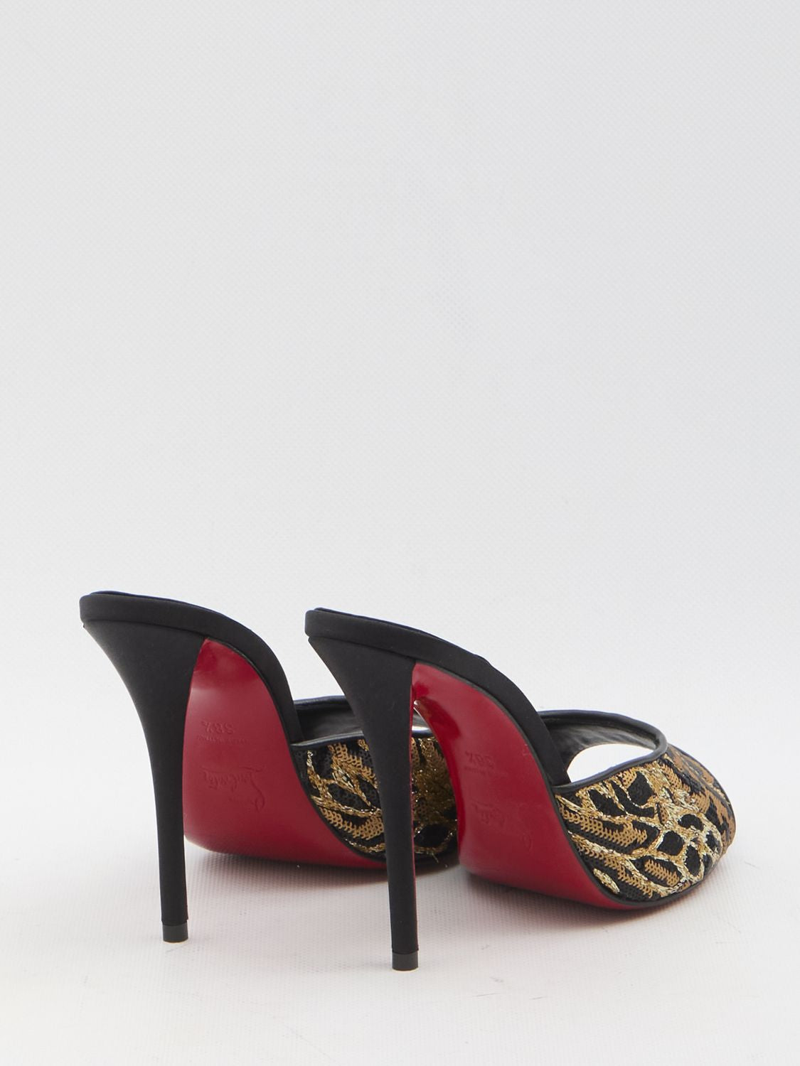 CHRISTIAN LOUBOUTIN Open-Toe Stiletto Flats with Animal-Print Sequins