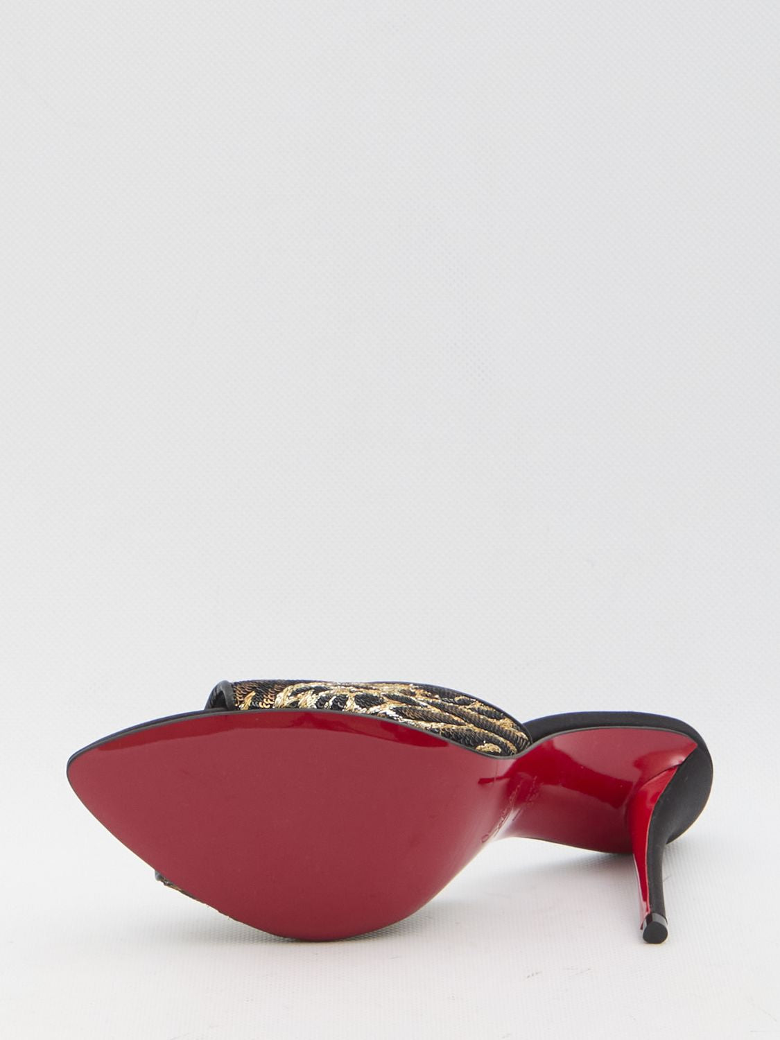 CHRISTIAN LOUBOUTIN Open-Toe Stiletto Flats with Animal-Print Sequins