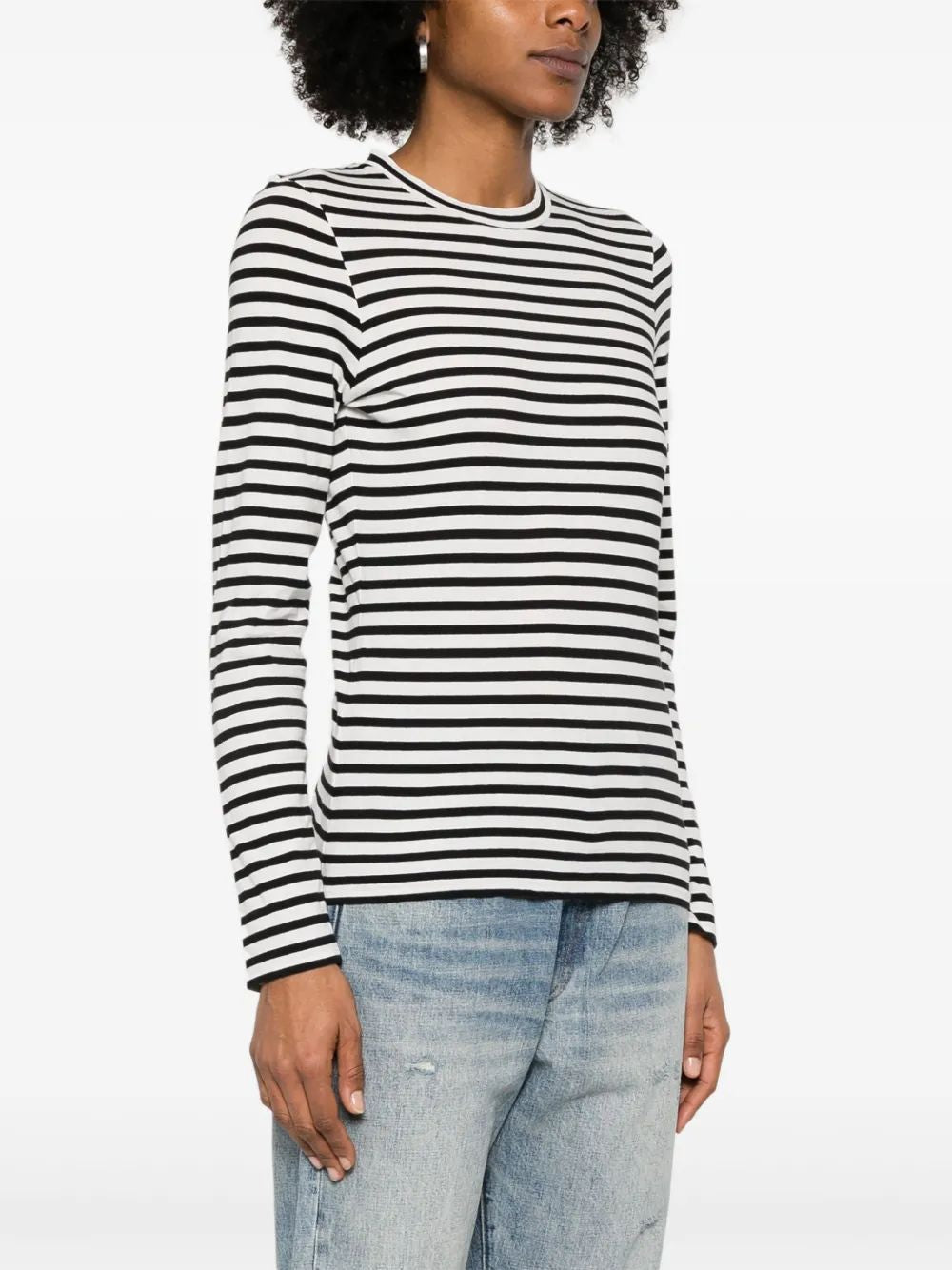 NILI LOTAN Striped Sleeve Multicolor T-Shirt for Women