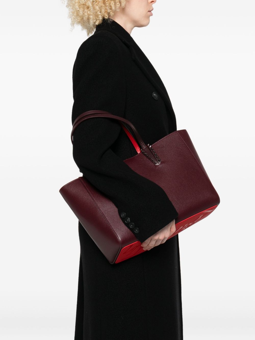 CHRISTIAN LOUBOUTIN Leather Handbag with Silver Stud Embellishments