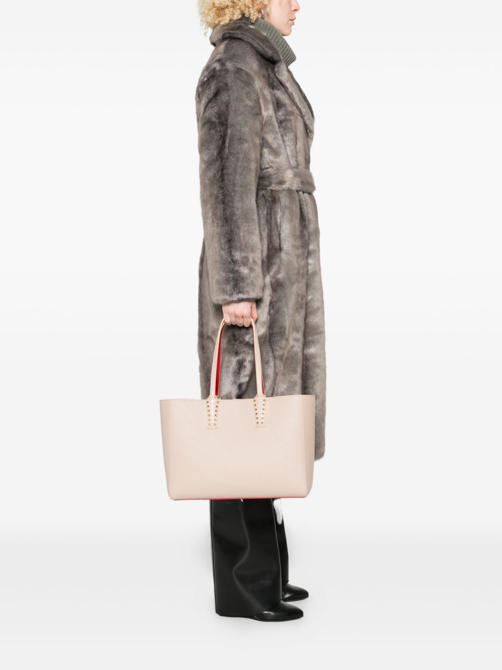 CHRISTIAN LOUBOUTIN Studded Fabric Handbag with Top Handles - FW25