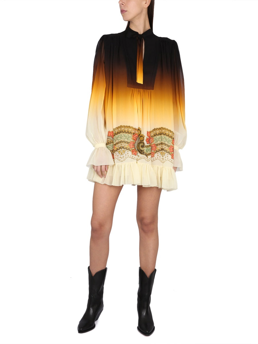 ETRO Degrade Mini Dress with Front Bow