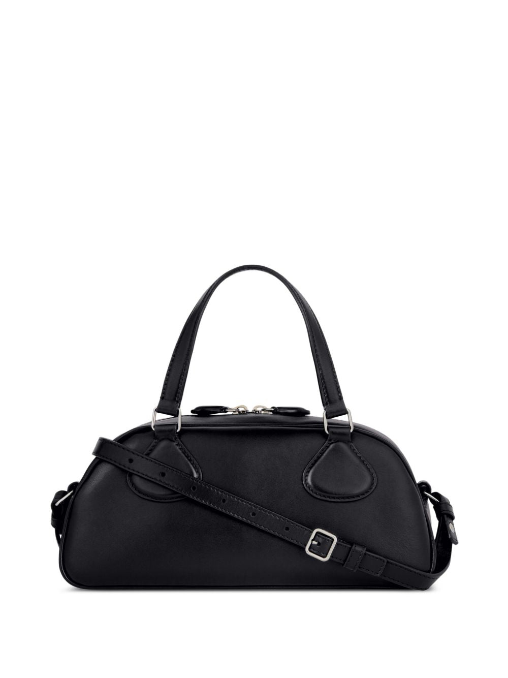 COURREGÈS Leather Bowling Handbag with Adjustable Strap