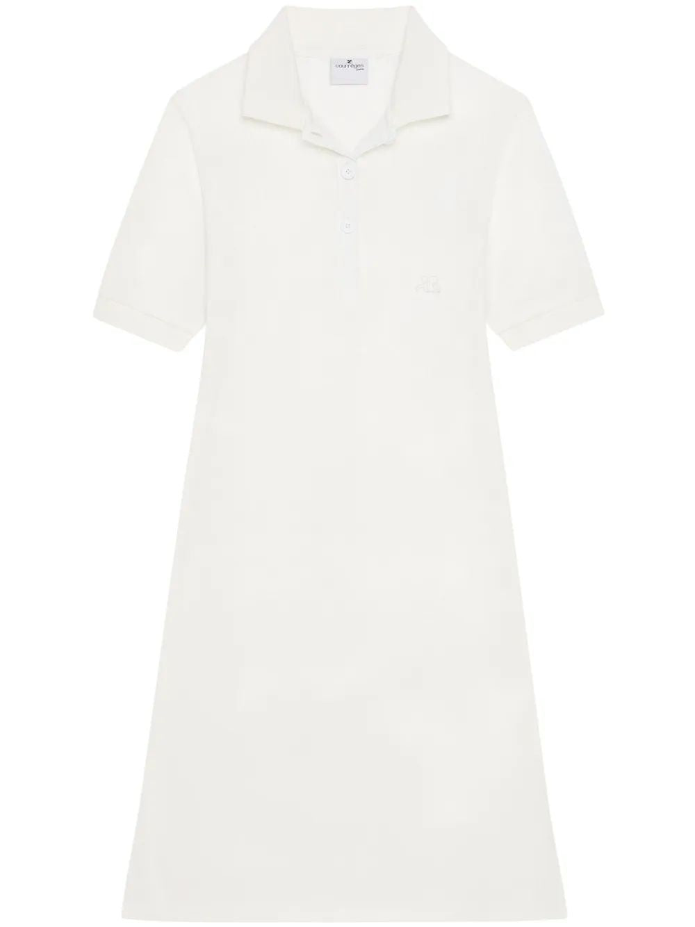 COURREGÈS Natural Pique Mini Dress with Polo Collar