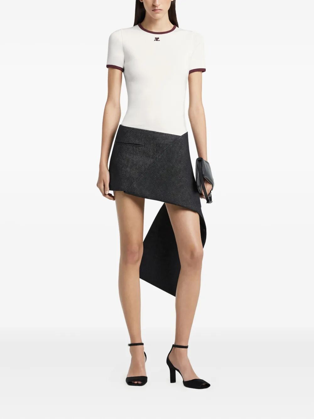 COURREGÈS Cotton T-Shirt with Contrasting Trim