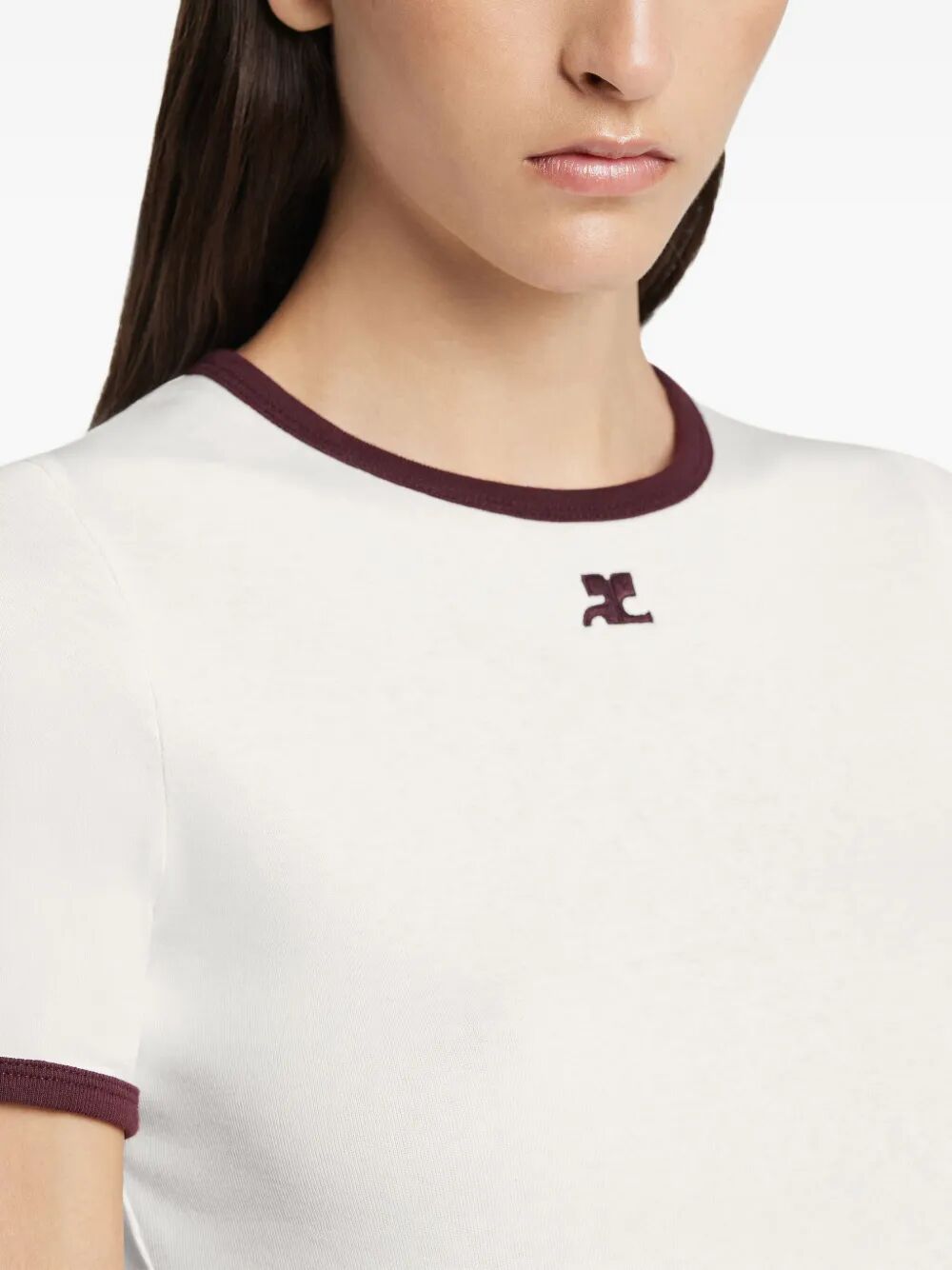 COURREGÈS Cotton T-Shirt with Contrasting Trim