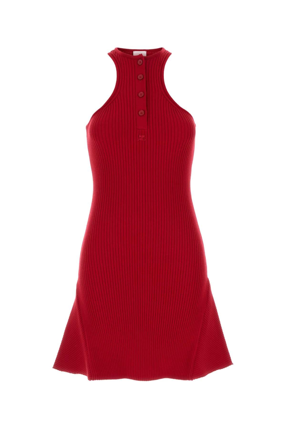 COURREGÈS Viscose Blend Scuba Rib Knit Mini Dress