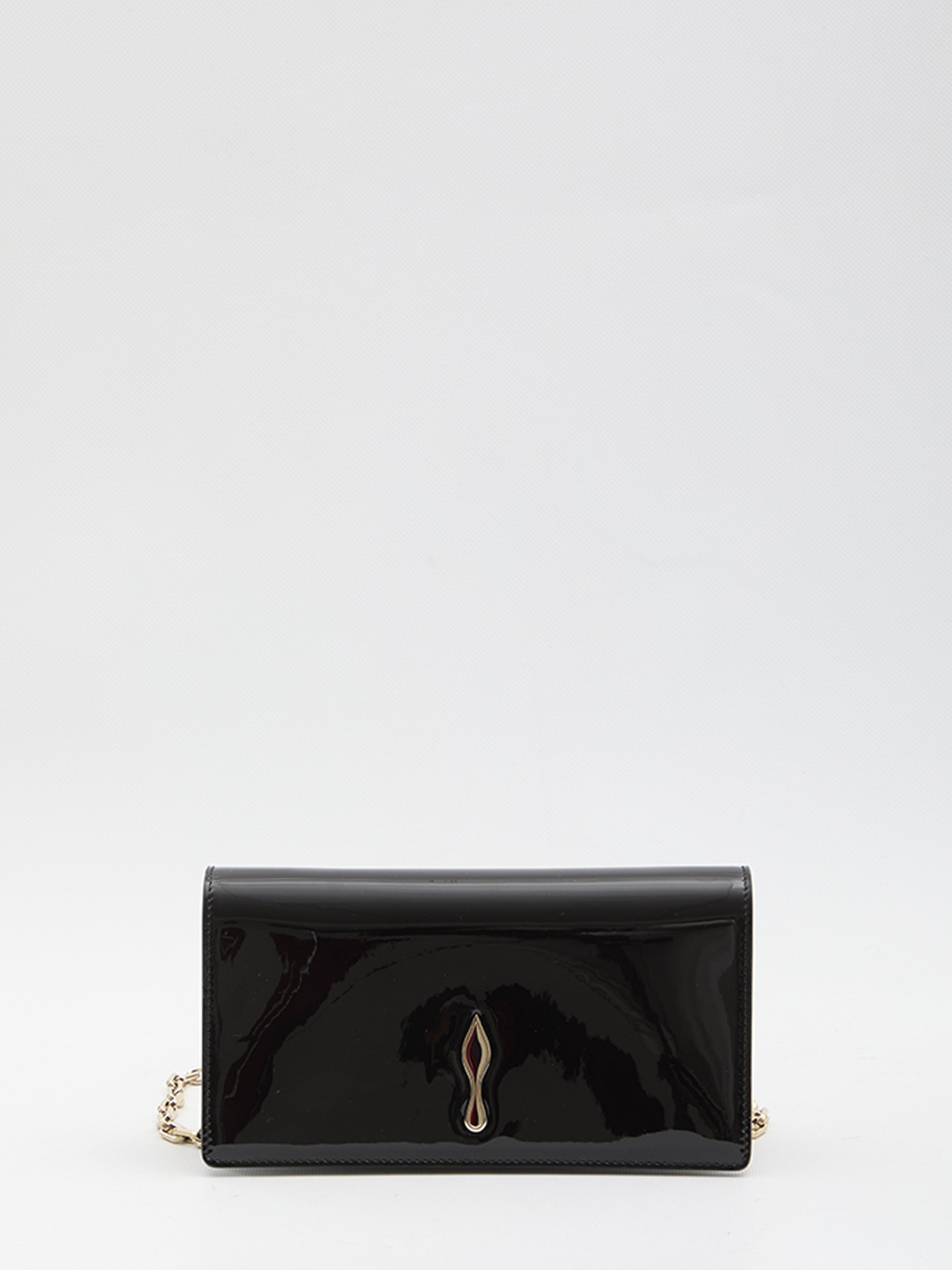 CHRISTIAN LOUBOUTIN Mini Clutch with Removable Chain Strap and Red Lining (22x12x5 cm)
