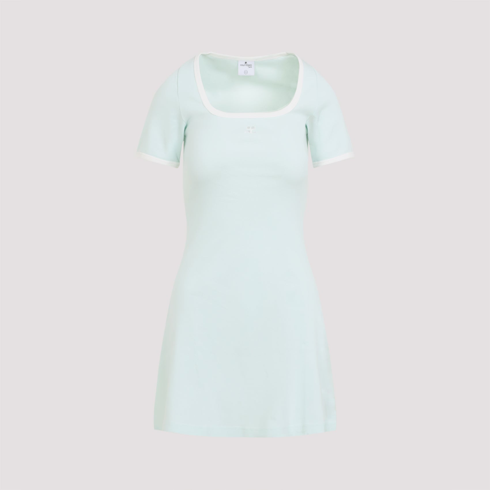COURREGÈS Mini Cotton Contrast Dress