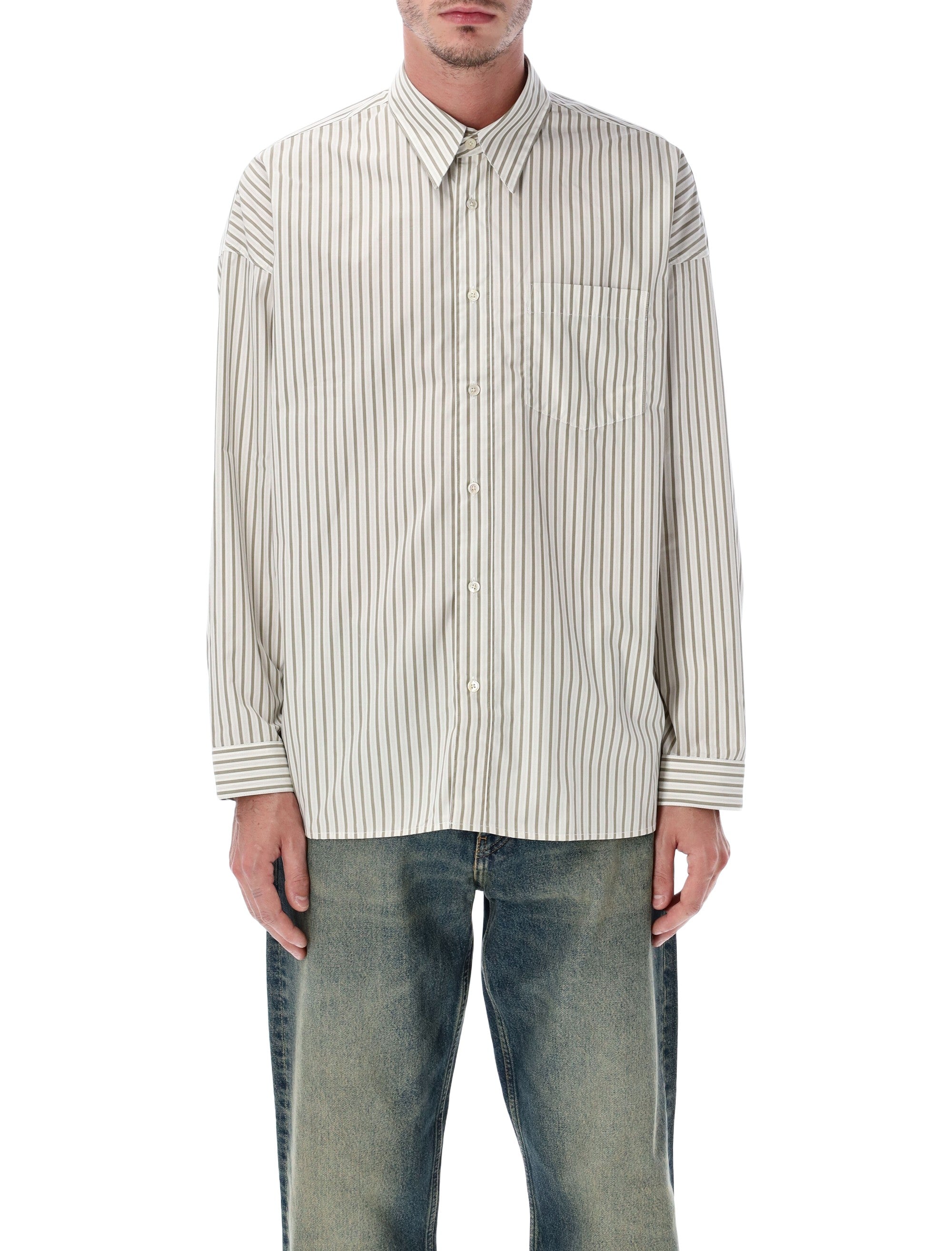 SUNFLOWER Stable Striped Cotton Poplin Shirt - Size L