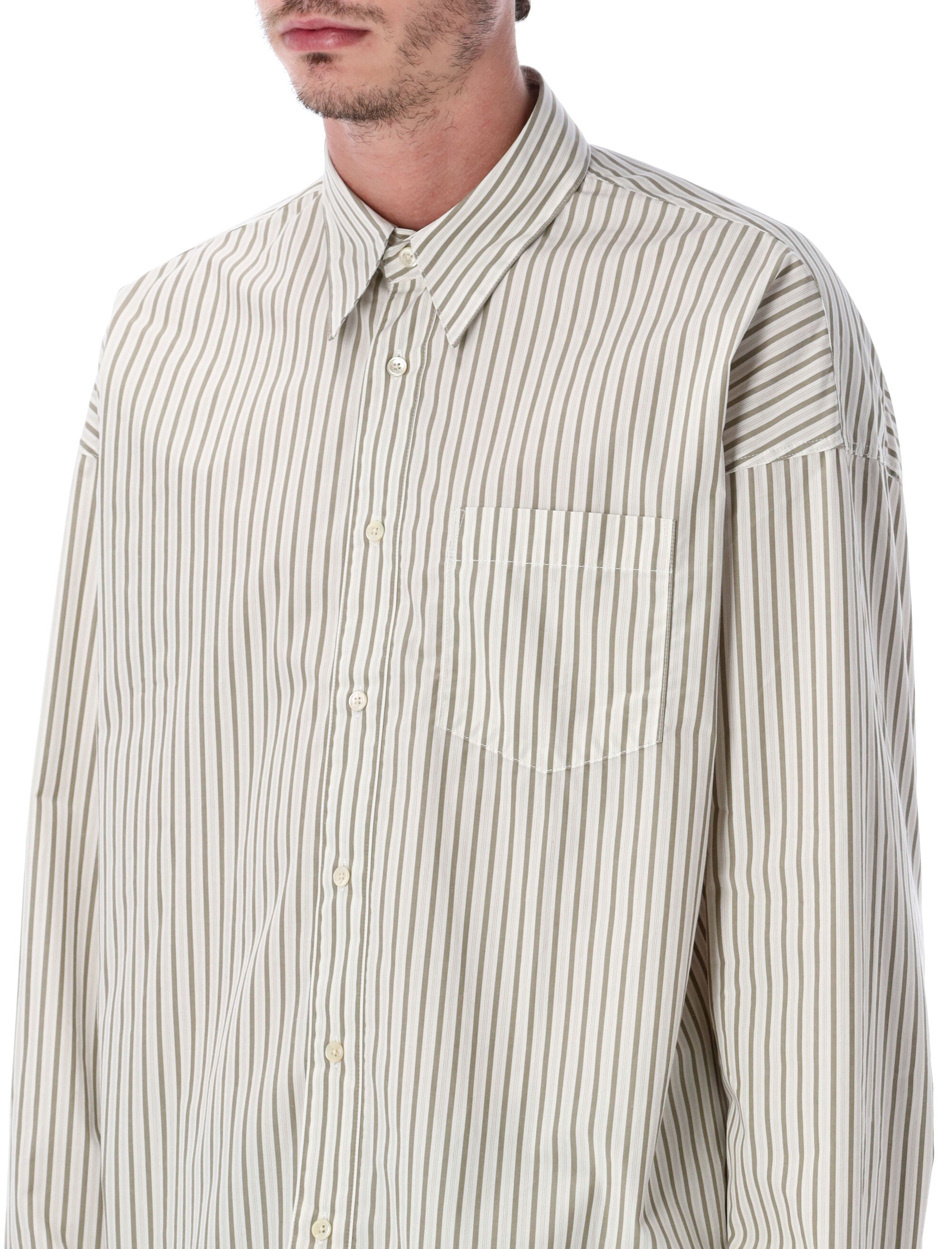 SUNFLOWER Stable Striped Cotton Poplin Shirt - Size L