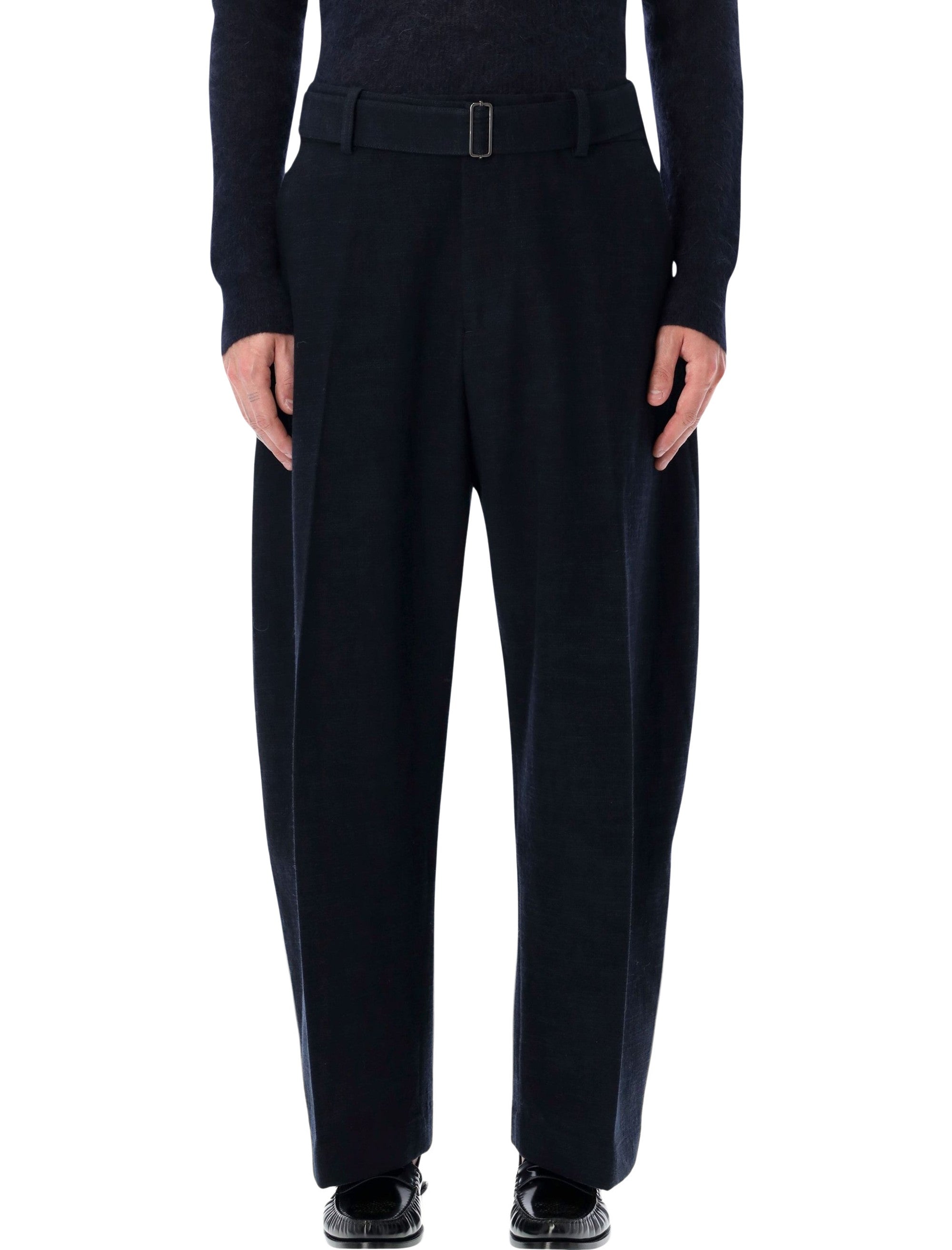 STUDIO NICHOLSON Wide-Leg Wool Cotton Trousers - Size L