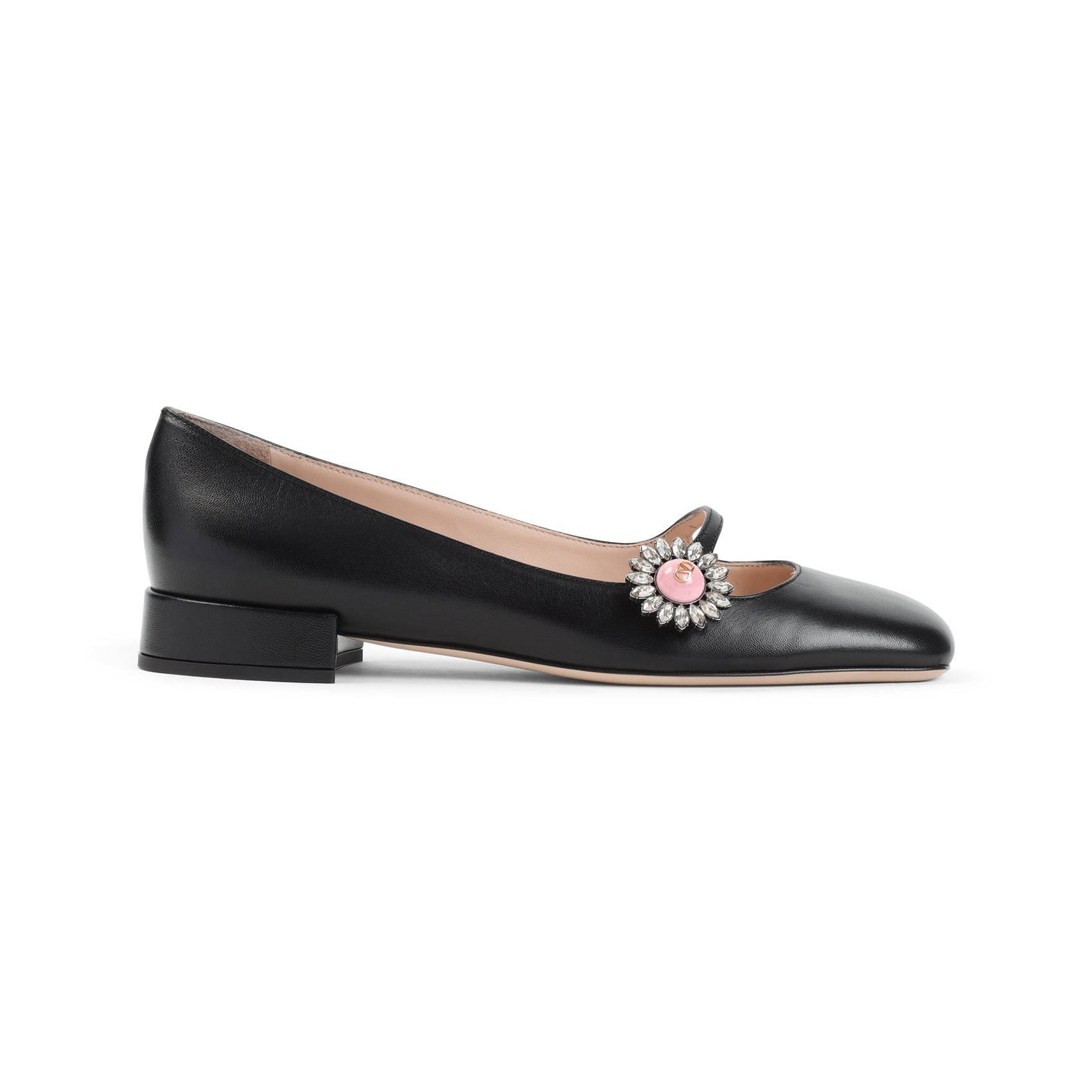 VALENTINO GARAVANI Ballerina Shoes with Crystal Detailing - Heel Height: 2cm