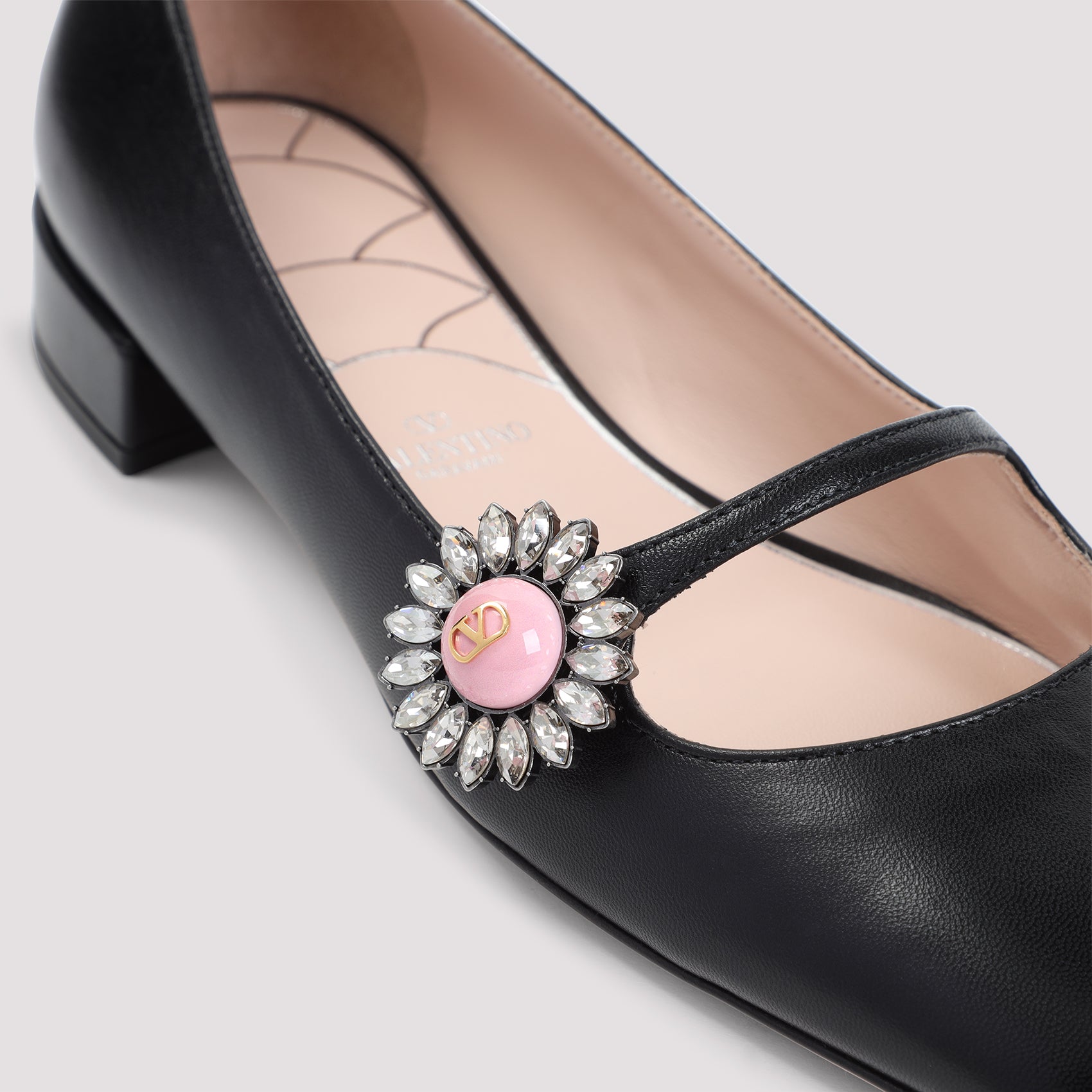 VALENTINO GARAVANI Ballerina Shoes with Crystal Detailing - Heel Height: 2cm